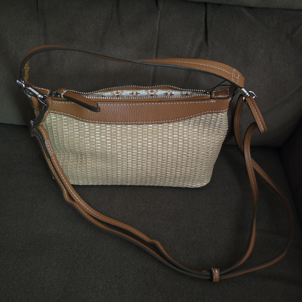 Vera Bradley Tan and Brown Shoulder Bag with Woven Texture